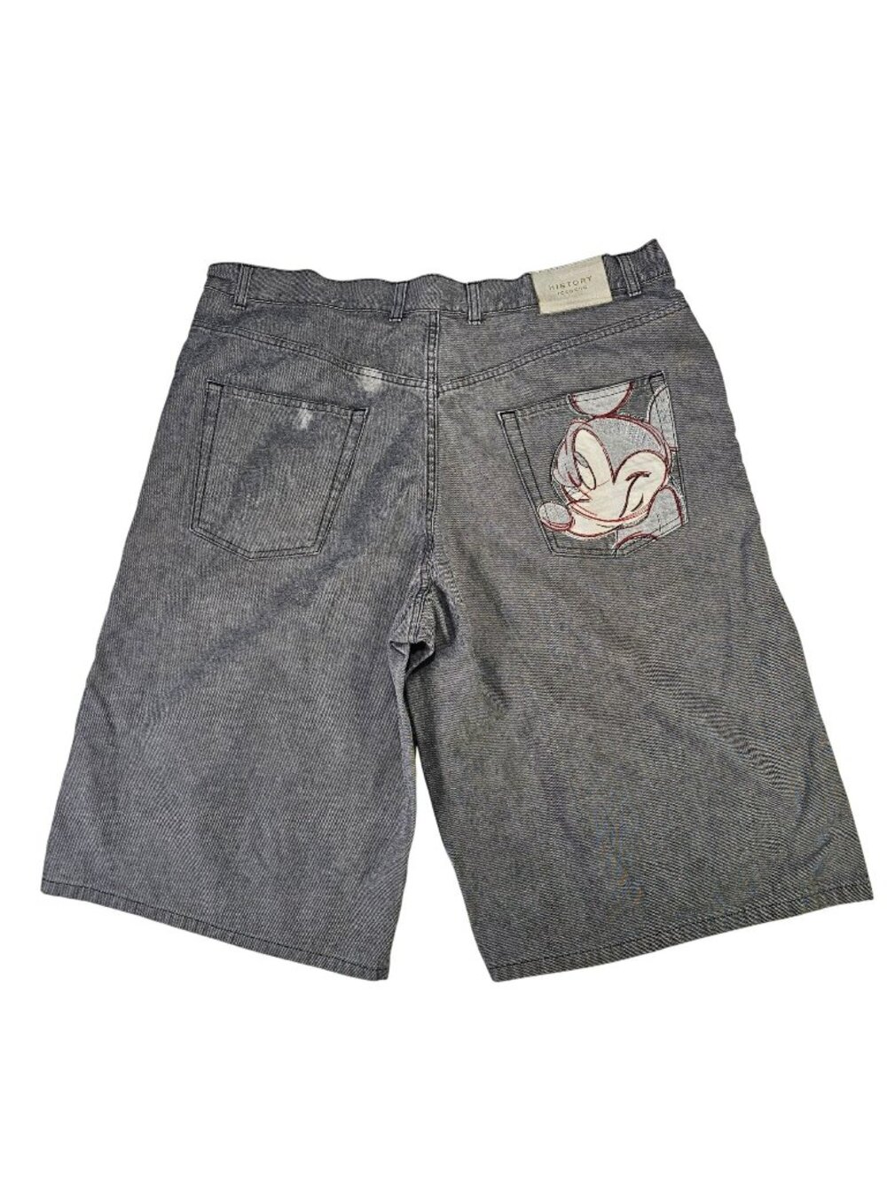 History Iceberg Mickey Mouse Graphic Jean Shorts Men's Size 40x14" Gray Italy